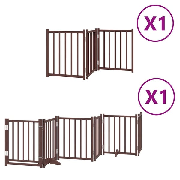 vidaXL Hundeport sammenleggbar 9 paneler brun 450 cm poppeltre