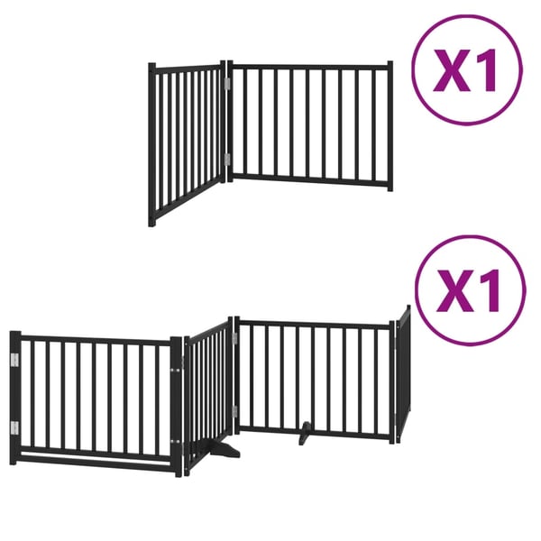 vidaXL hundelåge med dør 6 paneler 480 cm foldbar poppeltræ sort