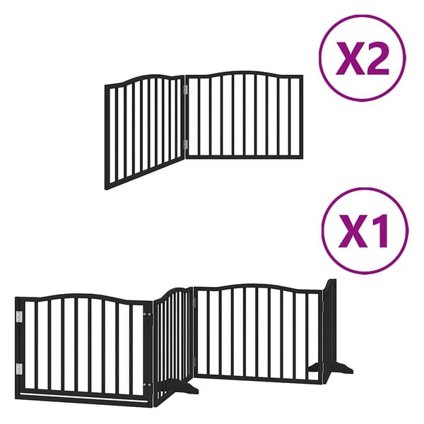 vidaXL Hundeport sammenleggbar 8 paneler svart 640 cm poppeltre