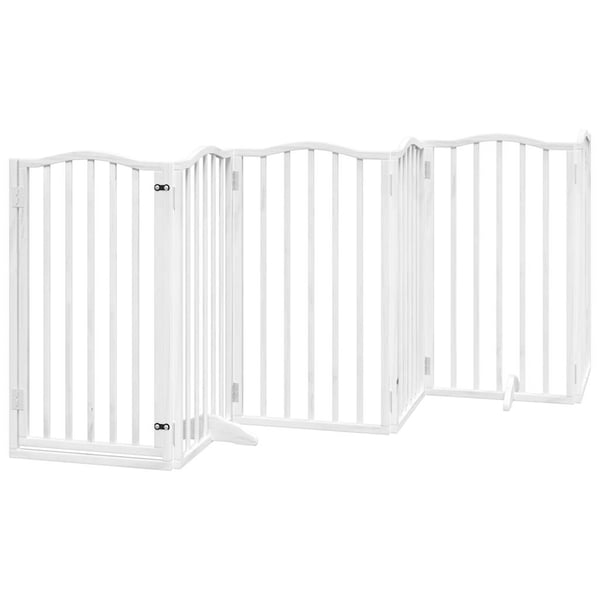 vidaXL hundelåge med dør 9 paneler 450 cm foldbar poppeltræ hvid