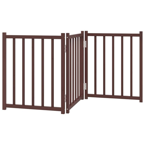 vidaXL Hundeport sammenleggbar 3 paneler brun eik 150 cm heltre gran