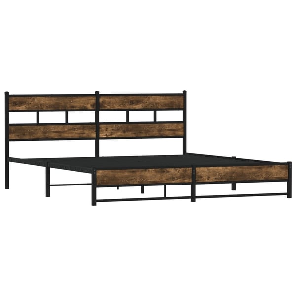 vidaXL Sengeramme i metall uten madrass røkt eik 193x203 cm