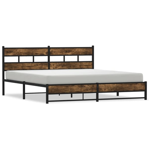 vidaXL Sengeramme i metall uten madrass røkt eik 193x203 cm