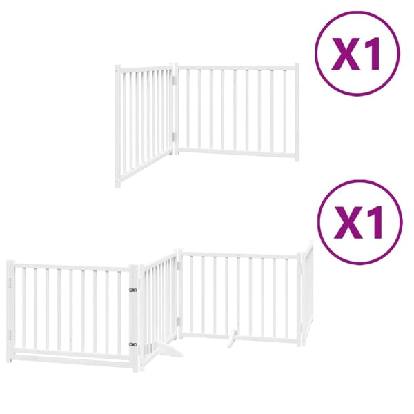 vidaXL Hundeport sammenleggbar 6 paneler hvit 480 cm poppeltre