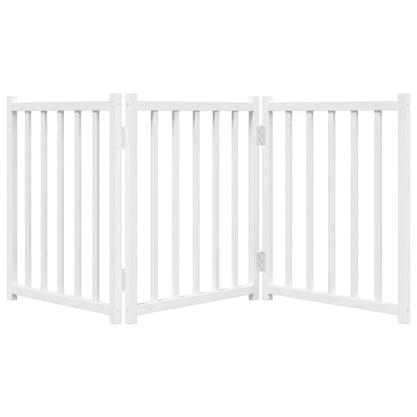 vidaXL Hundeport sammenleggbar 3 paneler hvit 150 cm heltre gran