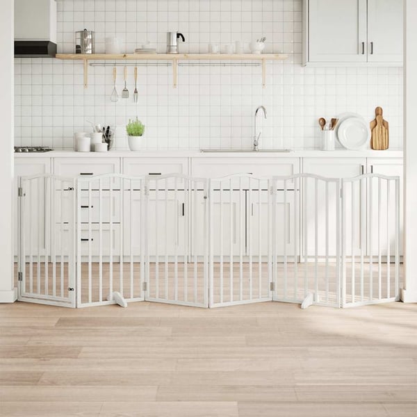 vidaXL Hundeport sammenleggbar 6 paneler hvit 300 cm poppeltre
