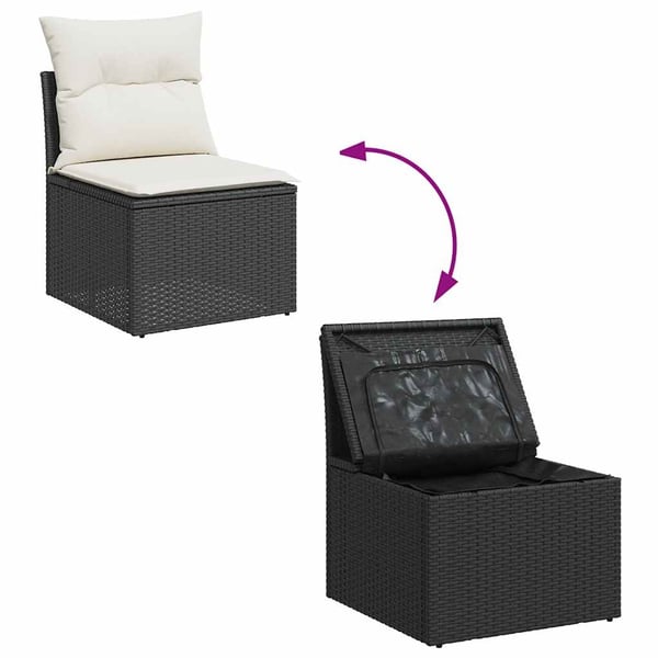 vidaXL sofasæt til haven 8 dele med hynder polyrattan akacietræ sort