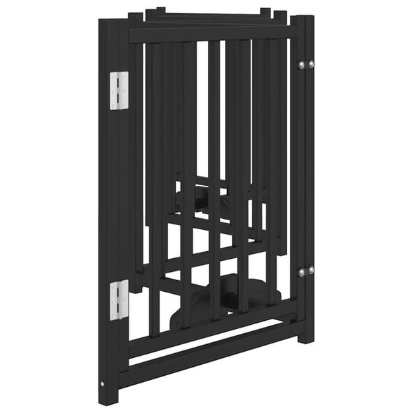 vidaXL Hundeport dør sammenleggbar 6 paneler svart 300 cm heltre gran