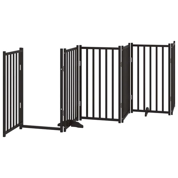 vidaXL Hundeport dør sammenleggbar 6 paneler svart 300 cm heltre gran