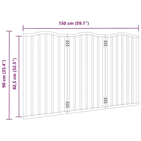 vidaXL hundelåge 3 paneler 150 cm foldbar poppeltræ sort