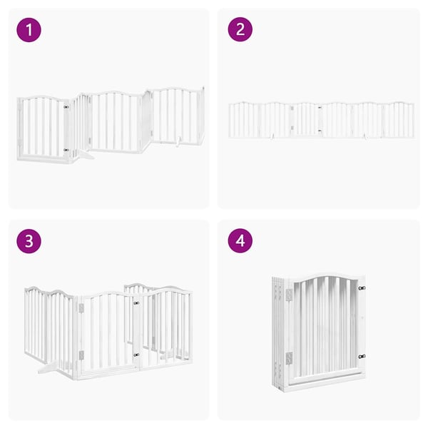 vidaXL Hundeport sammenleggbar 6 paneler hvit 300 cm poppeltre