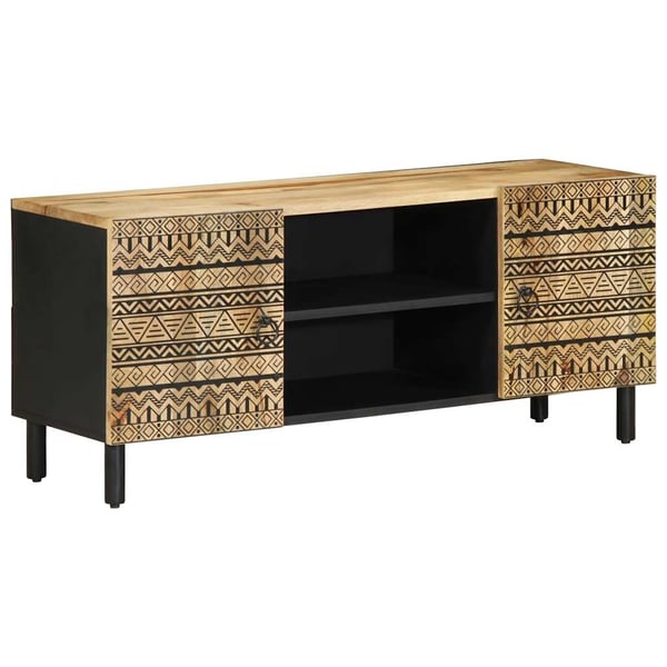 vidaXL TV-benk svart 105x33,5x46 cm grovt heltre mangotre
