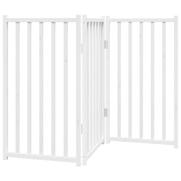 vidaXL Hundeport sammenleggbar 3 paneler hvit 150 cm heltre gran