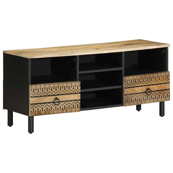 vidaXL TV-benk svart 100x33,5x46 cm grovt heltre mangotre