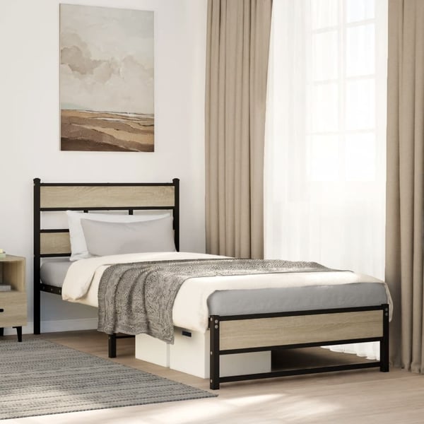 vidaXL sengeramme uden madras 90x190 cm metal sonoma-eg