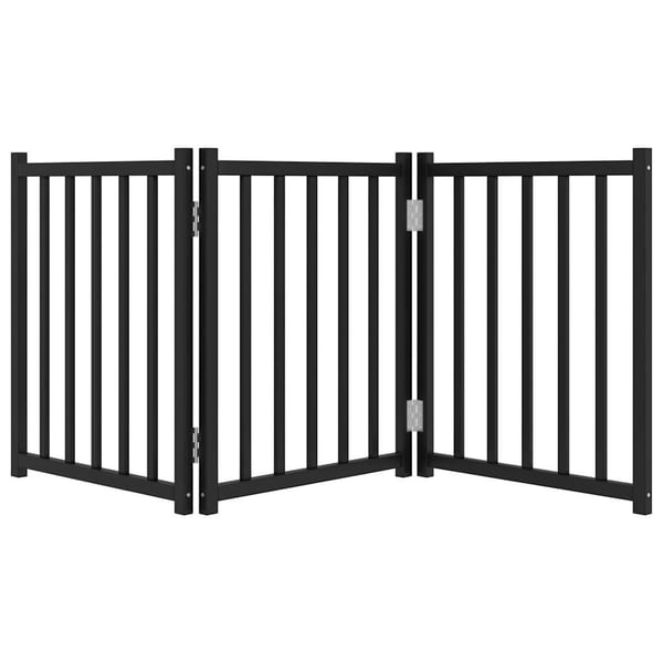vidaXL Hundeport sammenleggbar 3 paneler svart 150 cm heltre gran