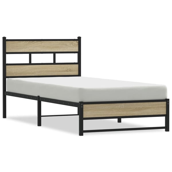 vidaXL Sengeramme i metall uten madrass sonoma eik 100x200 cm