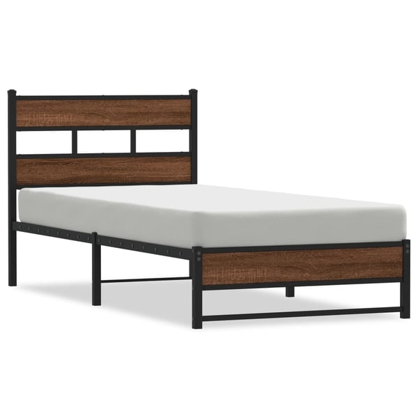 vidaXL Sengeramme i metall uten madrass brun eik 100x200 cm