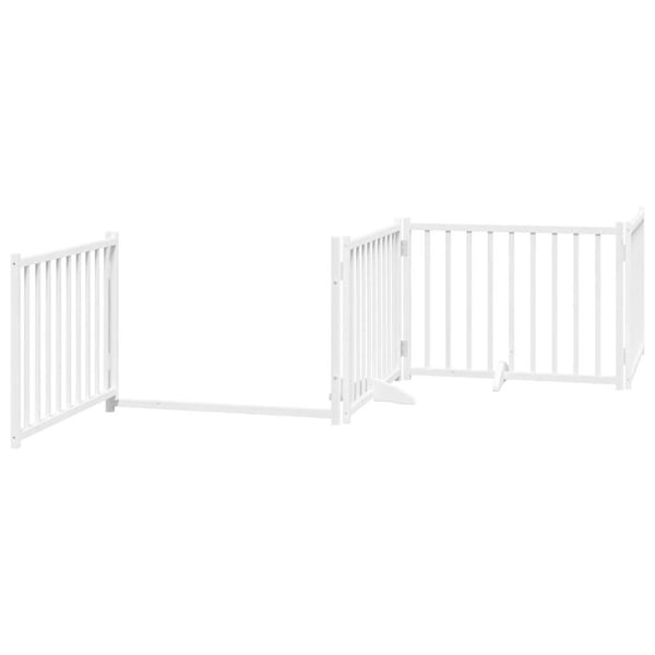 vidaXL Hundeport dør sammenleggbar 4 paneler hvit 320 cm heltre gran