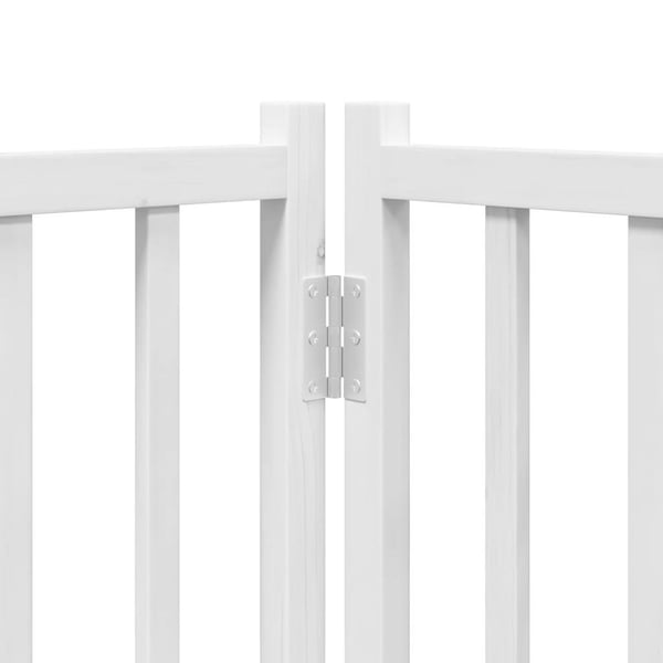 vidaXL Hundeport dør sammenleggbar 4 paneler hvit 320 cm heltre gran