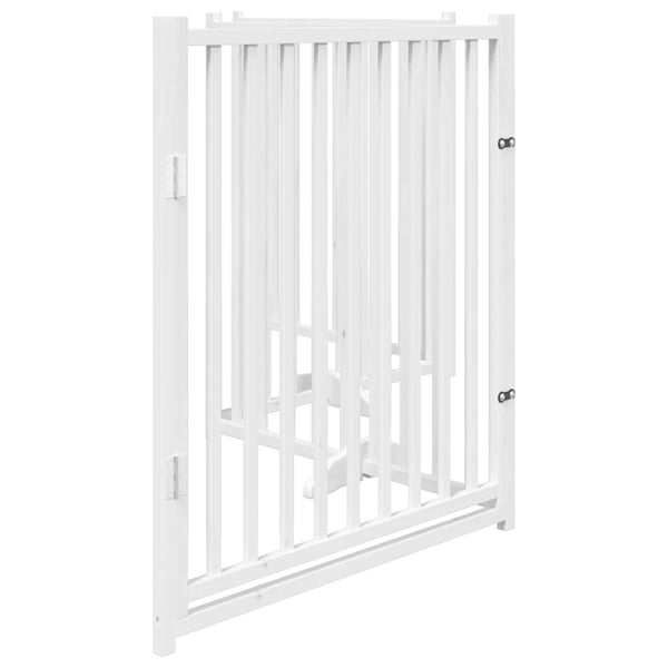 vidaXL Hundeport dør sammenleggbar 4 paneler hvit 320 cm heltre gran