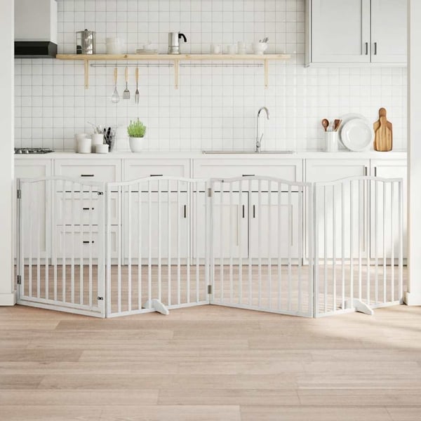 vidaXL Hundeport sammenleggbar 4 paneler hvit 320 cm poppeltre