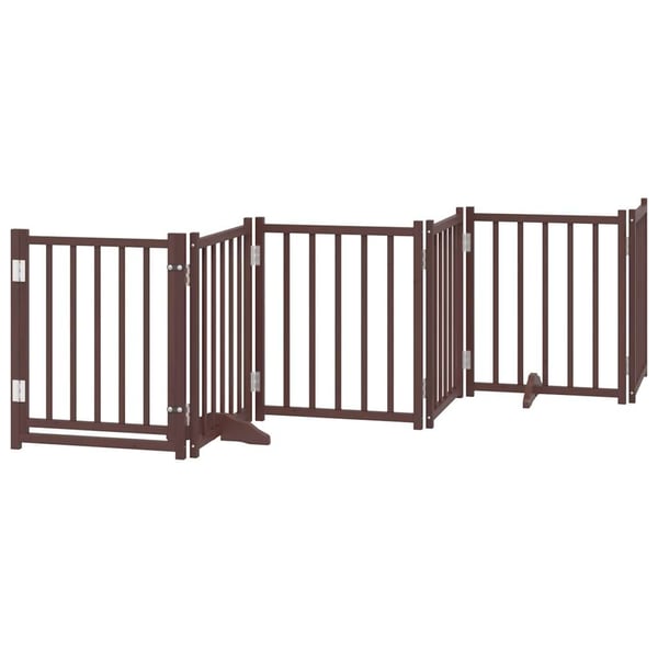 vidaXL Hundeport dør brettbar 6 paneler brun eik 300 cm heltre gran