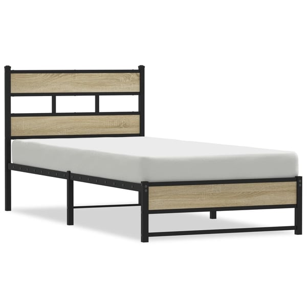 vidaXL Sengeramme i metall uten madrass sonoma eik 100x190 cm