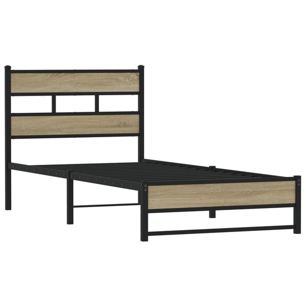 vidaXL Sengeramme i metall uten madrass sonoma eik 100x190 cm