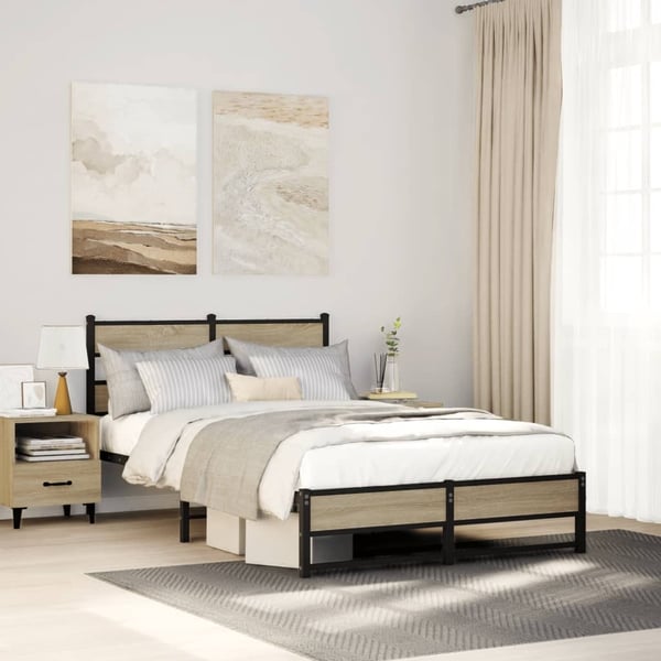 vidaXL Sengeramme i metall uten madrass sonoma eik 120x190 cm