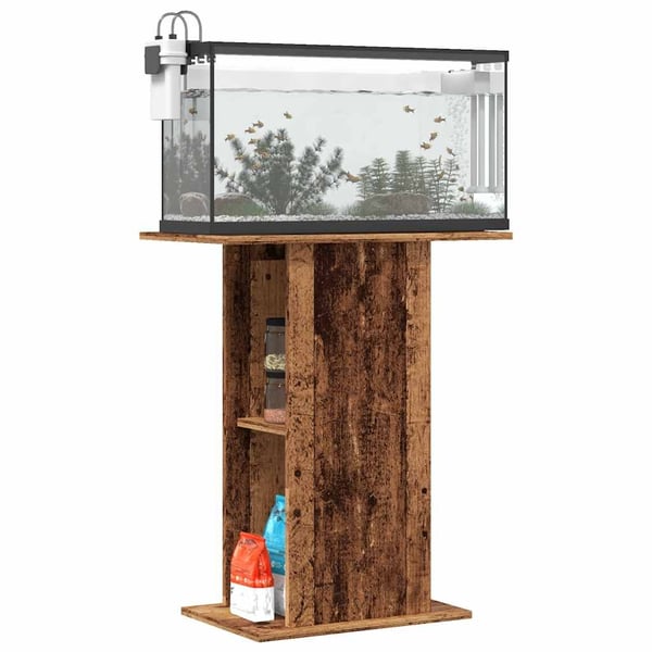 vidaXL Akvariebänk åldrat trä 36x60,5x72,5 cm konstruerat trä