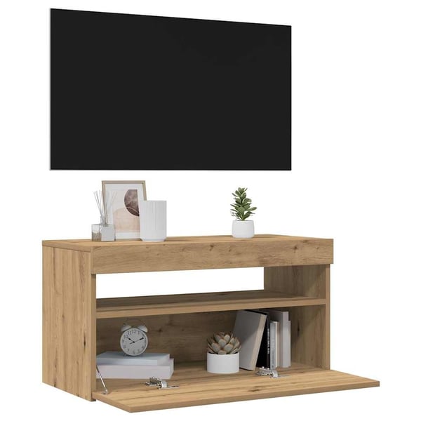 vidaXL TV-benk med LED-lys artisan eik 75x35x40 cm konstruert tre