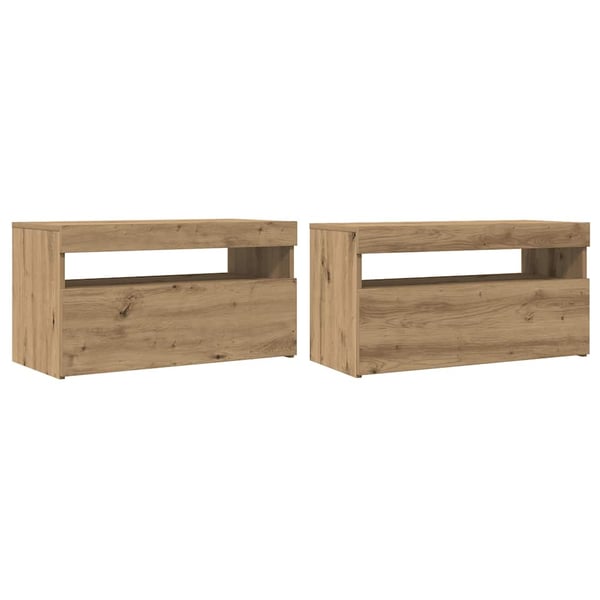 vidaXL TV-benk med LED-lys 2 stk artisan eik konstruert tre