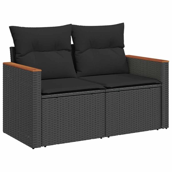 vidaXL sofasæt til haven 8 dele med hynder polyrattan akacietræ sort