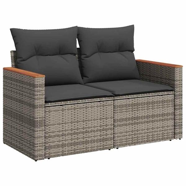 vidaXL sofasæt til haven 9 dele med hynder polyrattan akacietræ grå