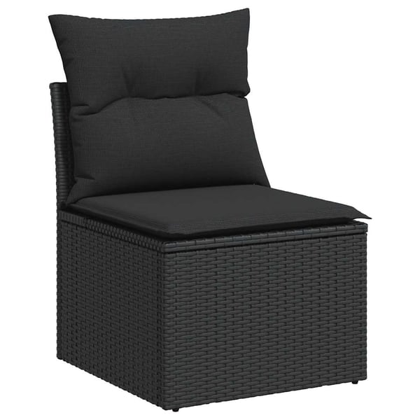 vidaXL sofasæt til haven 7 dele med hynder polyrattan akacietræ sort