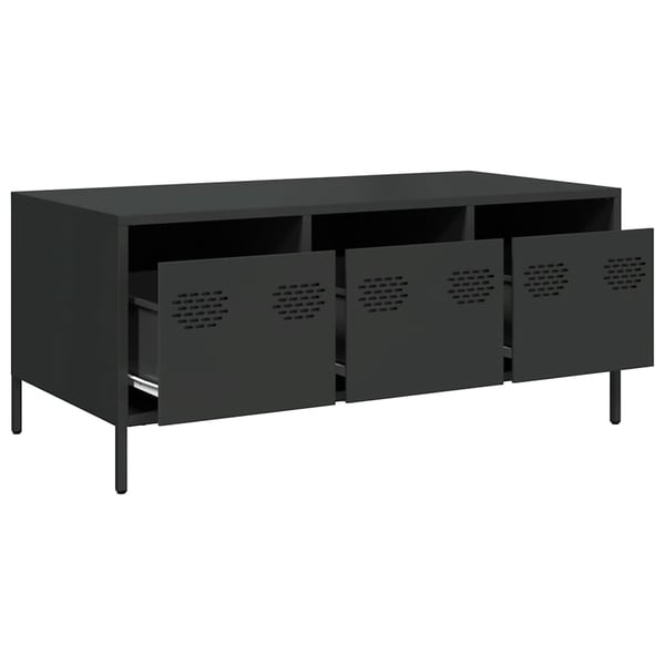 vidaXL Salongbord svart 101,5x50x43,5 cm kaldvalset stål