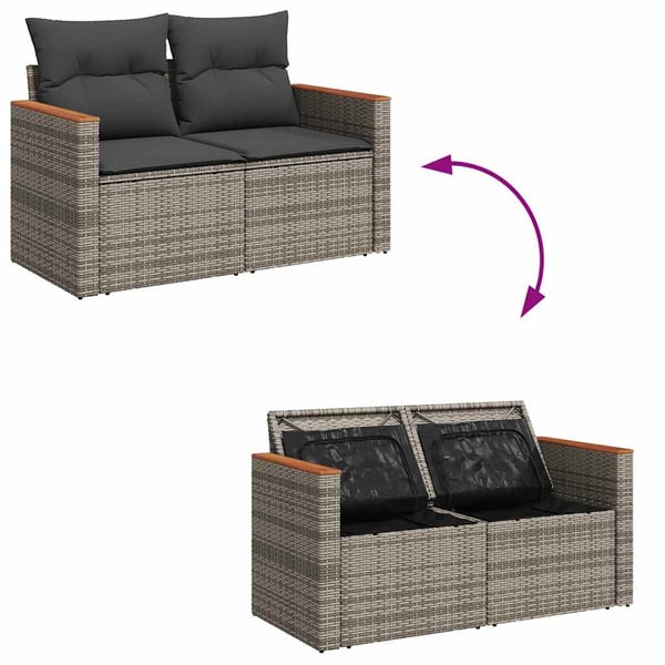 vidaXL sofasæt 5 dele med hynder polyrattan akacietræ grå