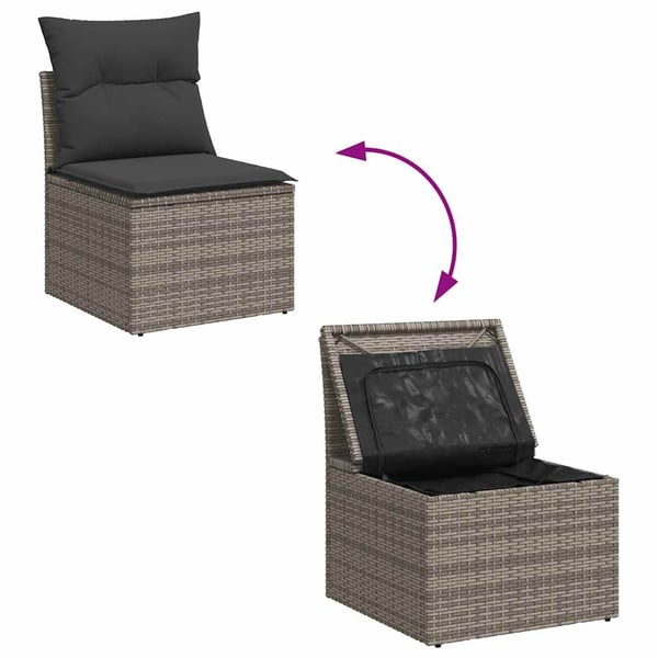 vidaXL sofasæt til haven 6 dele med hynder polyrattan akacietræ grå