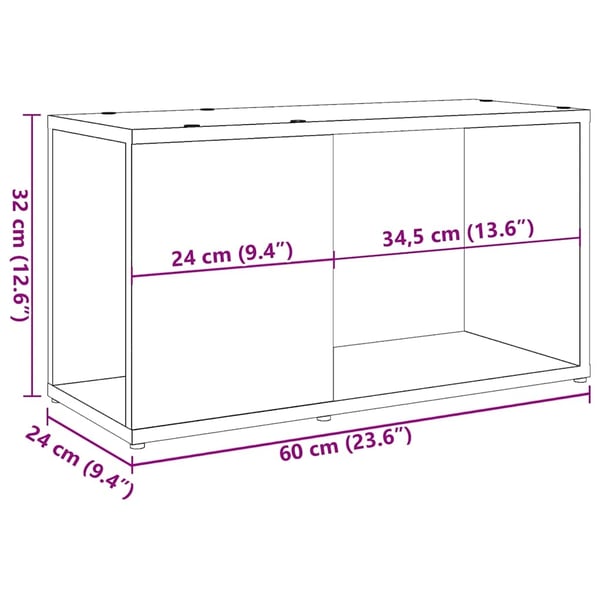 vidaXL TV-benk artisan eik 60x24x32 cm konstruert tre