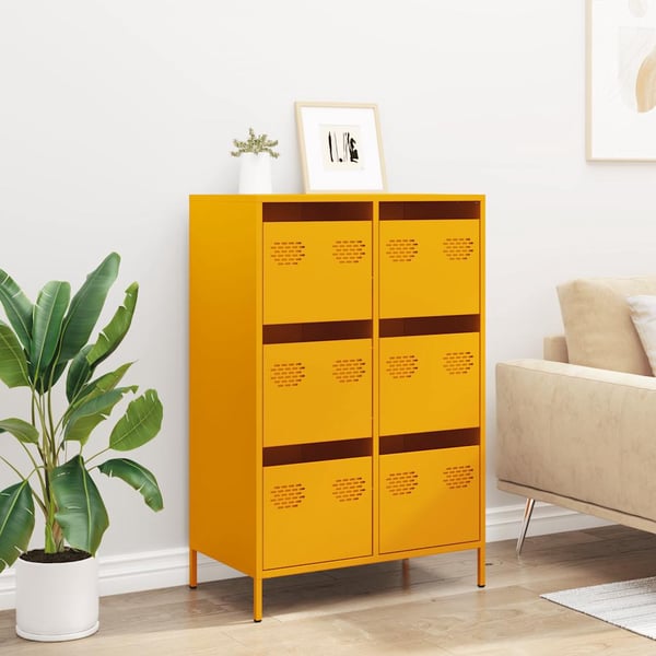 vidaXL Highboard sennepsgul 68x39x101,5 cm stål