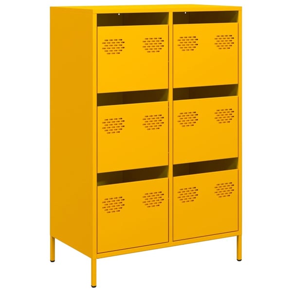 vidaXL Highboard sennepsgul 68x39x101,5 cm stål