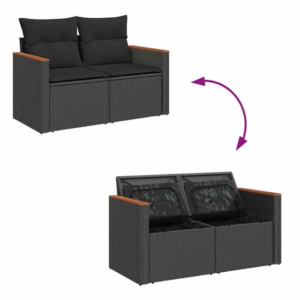 vidaXL sofasæt til haven 7 dele med hynder polyrattan akacietræ sort