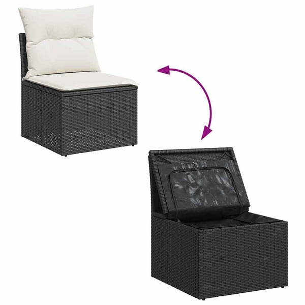 vidaXL sofasæt til haven 8 dele med hynder polyrattan akacietræ sort