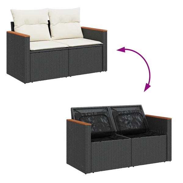 vidaXL sofasæt til haven 9 dele med hynder polyrattan akacietræ sort