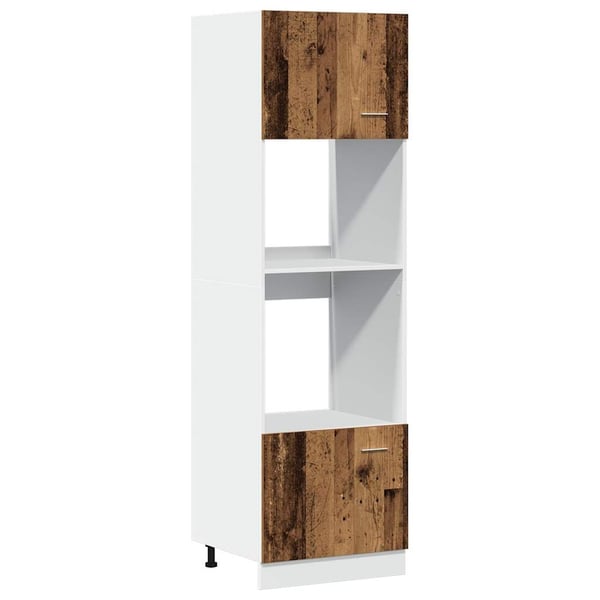 vidaXL mikrobølgeovnsskab "Lyon" gammelt træ 60x57x207 cm konstrueret træ