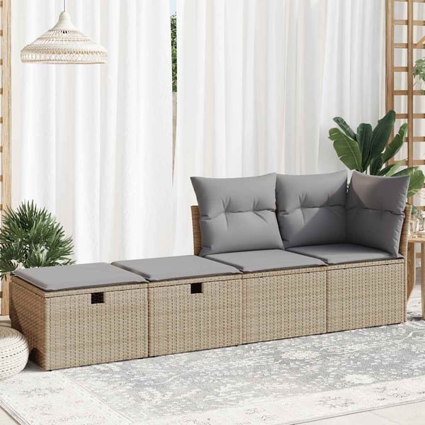 vidaXL sofasæt til haven 2 dele med hynder polyrattan akacietræ beige
