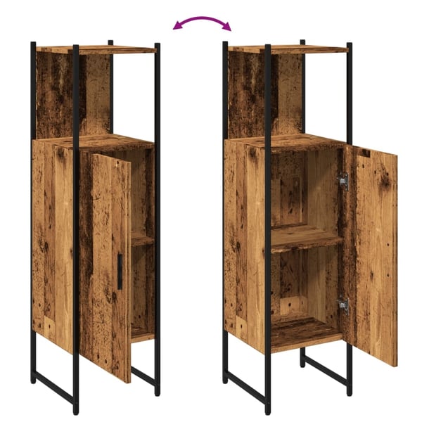 vidaXL Baderomsskap gammelt tre 33x33x120,5 cm konstruert tre
