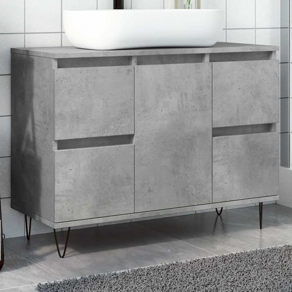 vidaXL badeværelsesskab 80x33x60 cm konstrueret træ betongrå