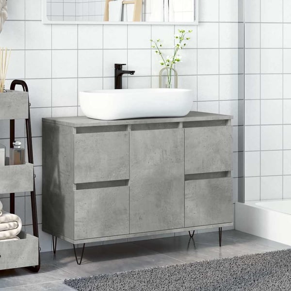 vidaXL badeværelsesskab 80x33x60 cm konstrueret træ betongrå
